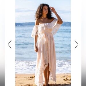 Fillyboo White Tiered Off-Shoulder Maxi Sundress